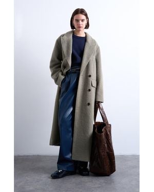 TOPSHOP Longline Brushed Coat - Blue