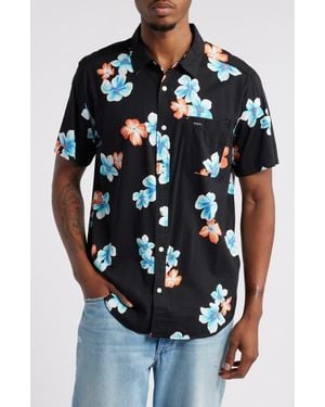RVCA Anytime Short Sleeve Button-Up Shirt - Blue