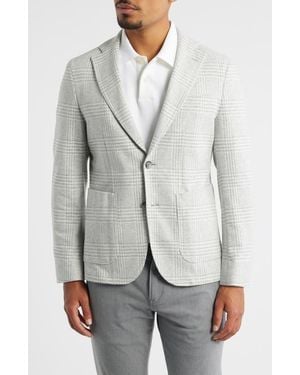 BOSS Hanry Slim Fit Light Glen Check Knit Sport Coat - Gray