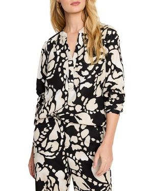 NIC+ZOE Evening Petal Linen Blend Top - Black