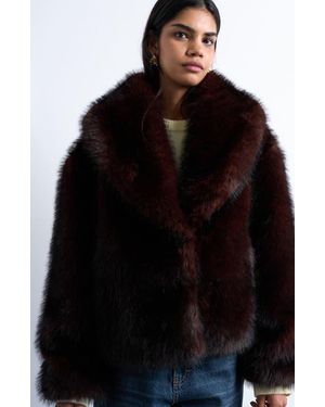 TOPSHOP Boxy Faux Fur Coat - Black
