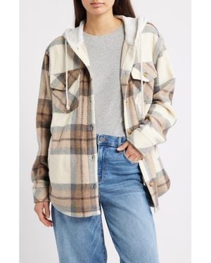 Thread & Supply Hooded Fleece Shacket - Natural