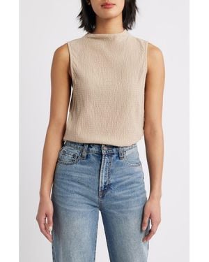 Cloth & Stone Smocked Funnel Neck Top - Blue