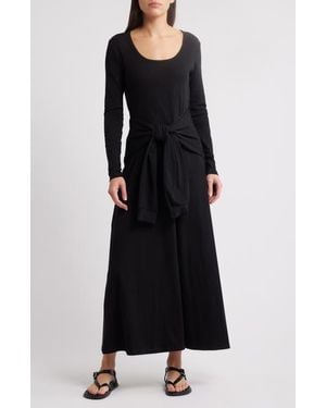 Pixie Market Tie Waist Long Sleeve Maxi Dress - Black