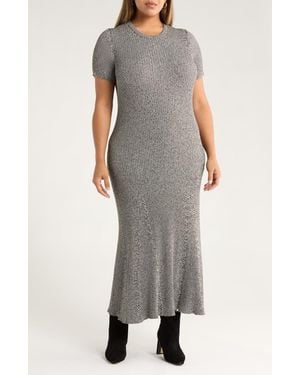 Nordstrom Flare Rib Sweater Dress - Gray