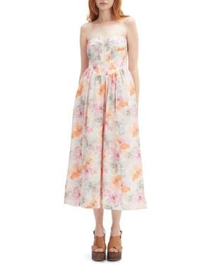 Bardot Lola Floral Strapless Corset Dress - Pink