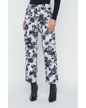 L'Agence June Rose Print Stovepipe Crop Jeans - Blue
