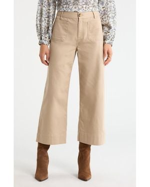 Treasure & Bond Patch Pocket Crop Wide Leg Pants - Natural