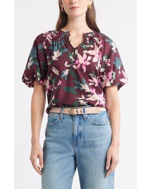 Caslon Puff Sleeve Top - Red