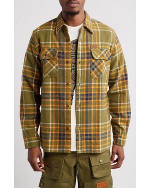 BBCICECREAM Desert Plaid Flannel Button-Up Overshirt - Multicolor