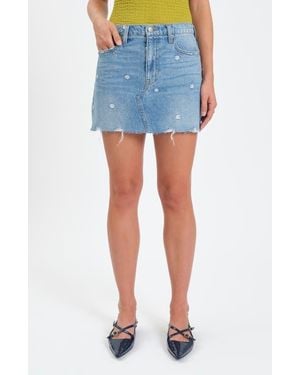 DAZE Malibu Distressed Cutoff Denim Miniskirt - Blue