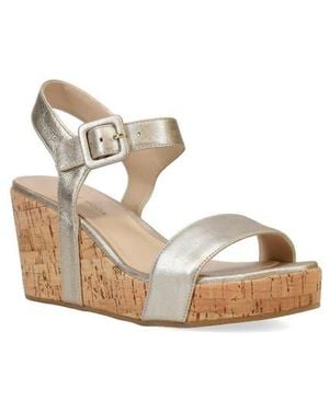 Pelle Moda Wiltz Ankle Strap Platform Wedge Sandal - Natural
