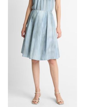 Vince Pleated Cotton Skirt - Blue