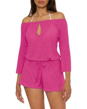 Becca Breezy Basics Off The Shoulder Cover-Up Romper - Pink