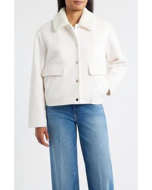 Bernardo Faux Shearling Lined Crop Jacket - Blue