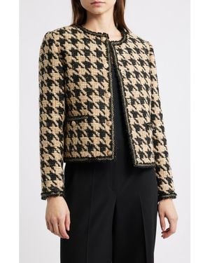 Tahari The Juno Metallic Houndstooth Jacket - Black