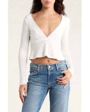 PacSun Charlie Deep V Crop Top - White