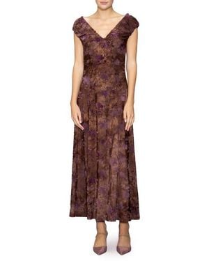 MELLODAY Floral Print Maxi Dress - Brown