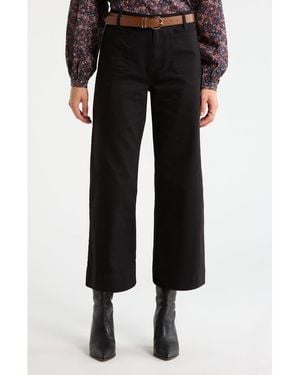 Treasure & Bond Patch Pocket Crop Wide Leg Pants - Black