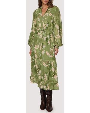 Lost + Wander Serene Majesty Long Sleeve Midi Dress - Green