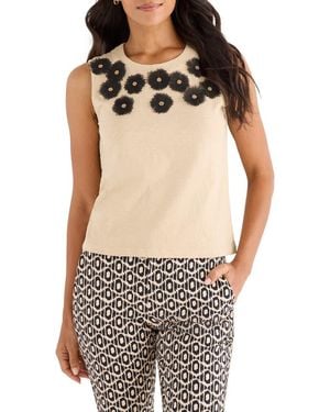 NIC+ZOE Organza Appliqué Sleeveless Top - Brown