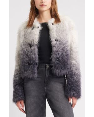 Open Edit Ombré Faux Fur Jacket - Gray