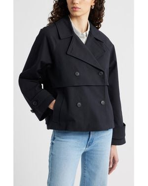 Nordstrom Stretch Cotton Trench Coat - Black
