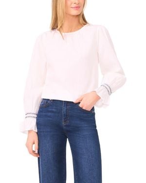 Halogen® Contrast Smocked Cuff Top - Blue