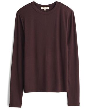 Madewell Drapey Long Sleeve Rib T-Shirt - Brown