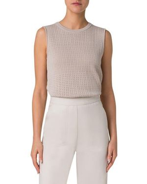 Akris Silk & Cotton Pointelle Stitch Sweater Tank - Multicolor