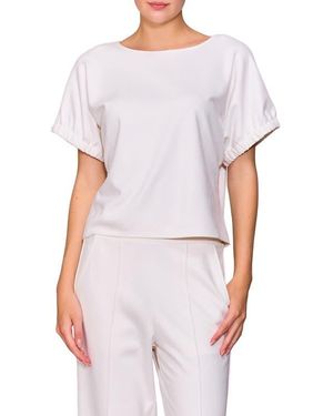 MELLODAY Puff Sleeve Knit Top - White