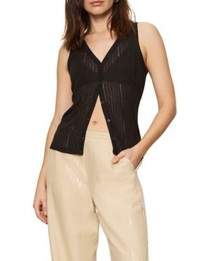 Sanctuary Rib Button Front Tank - Black