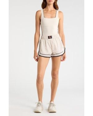Free People Fp Movement Varsity Blues Mixed Media Romper - Natural