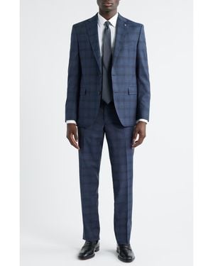 Jack Victor Esprit Plaid Wool Suit - Blue