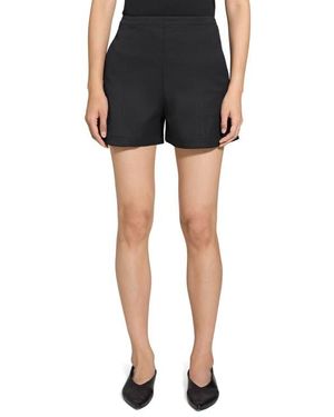 Theory High Waist Flat Front Shorts - Black