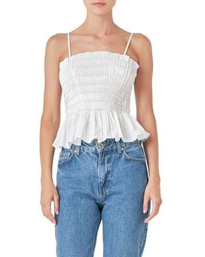 Endless Rose Bead Pleated Peplum Camisole - Blue