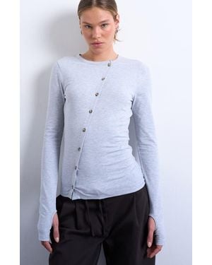 TOPSHOP Asymmetric Button Front Top - White