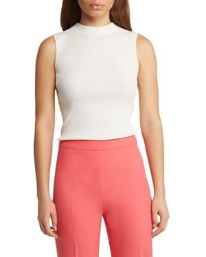 BOSS Feskies Funnel Neck Sleeveless Rib Sweater - Red