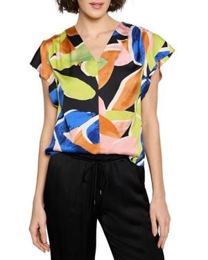 NIC+ZOE Mega Blooms Flutter Sleeve Top - Blue