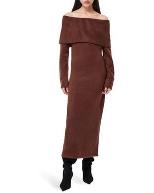 French Connection Emilia Off The Shoulder Long Sleeve Maxi Sweater Dress - Brown