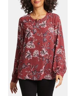 NYDJ Simone Recycled Polyester Popover Top - Red