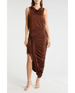 Avec Les Filles Ruched Jersey Dress - Brown