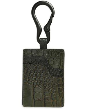 Ashya Croc Embossed Leather Card Holder - Black