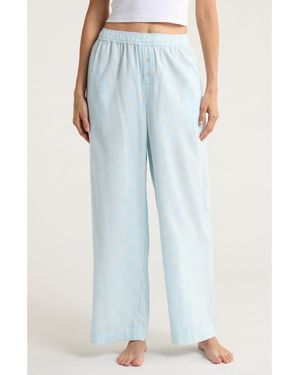 Open Edit Print Flannel Boxer Pajama Pants - Blue