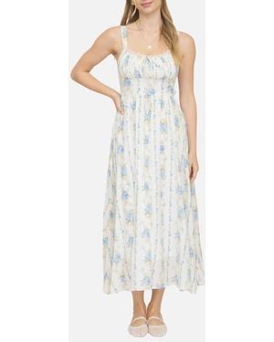 Blu Pepper Floral Print Sleeveless Maxi Dress - White