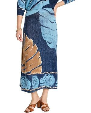 NIC+ZOE Twilight Print Knit Midi Skirt - Blue