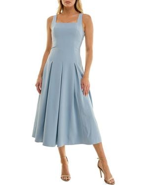 Socialite Pleated Sleeveless Midi Dress - Blue