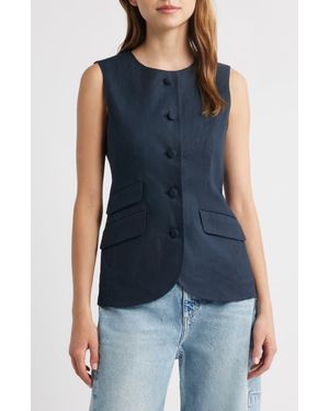 Rag & Bone Slade Linen Blend Vest - Blue