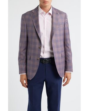 Jack Victor Midland Contemporary Fit Plaid Super 130S Wool Sport Coar - Blue