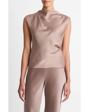 Vince Satin Draped Cowl-Neck Top - Multicolor